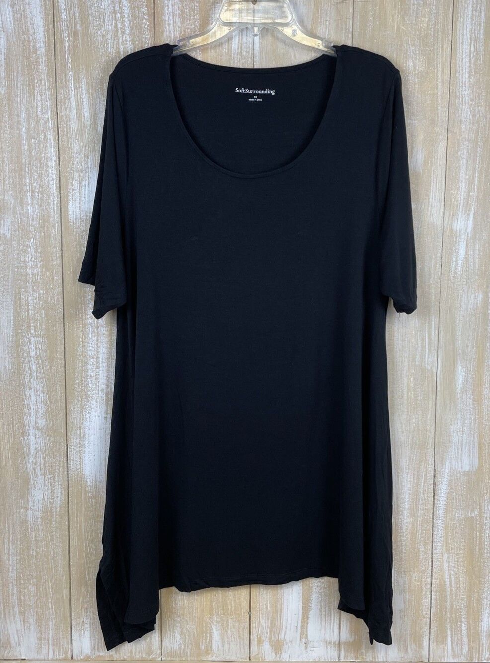 SOFT SURROUNDINGS Women’s Size 1X Black Scoop Neck Short Sleeve Shirt Top